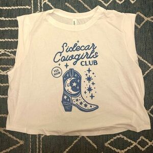 Cowgirls Club White and Blue Cropped Muscle Top, Size L